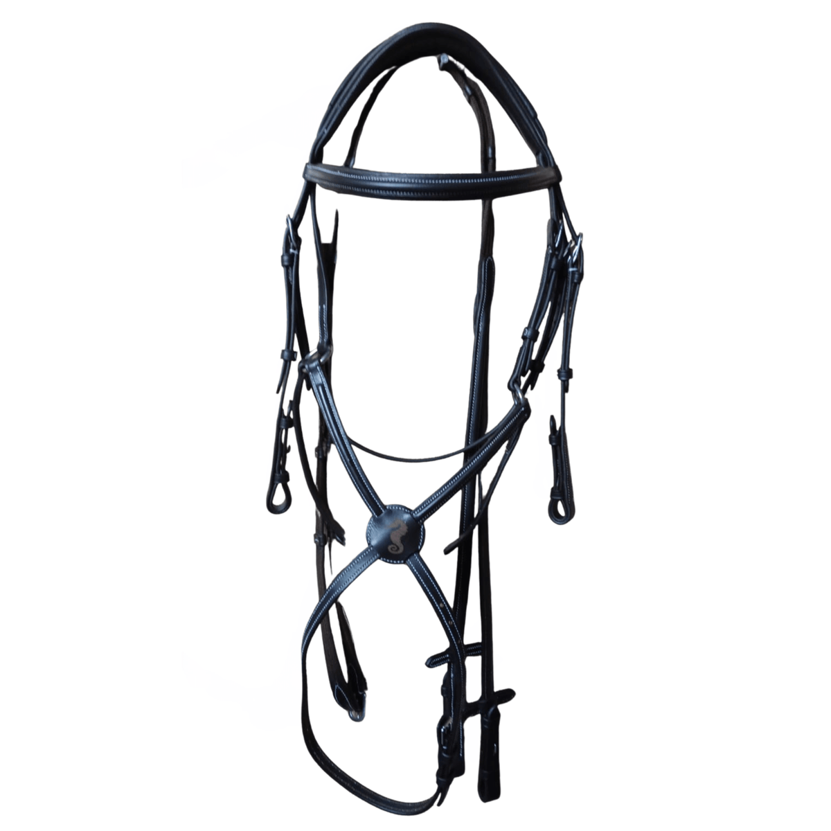 Black horse bridle on a white background